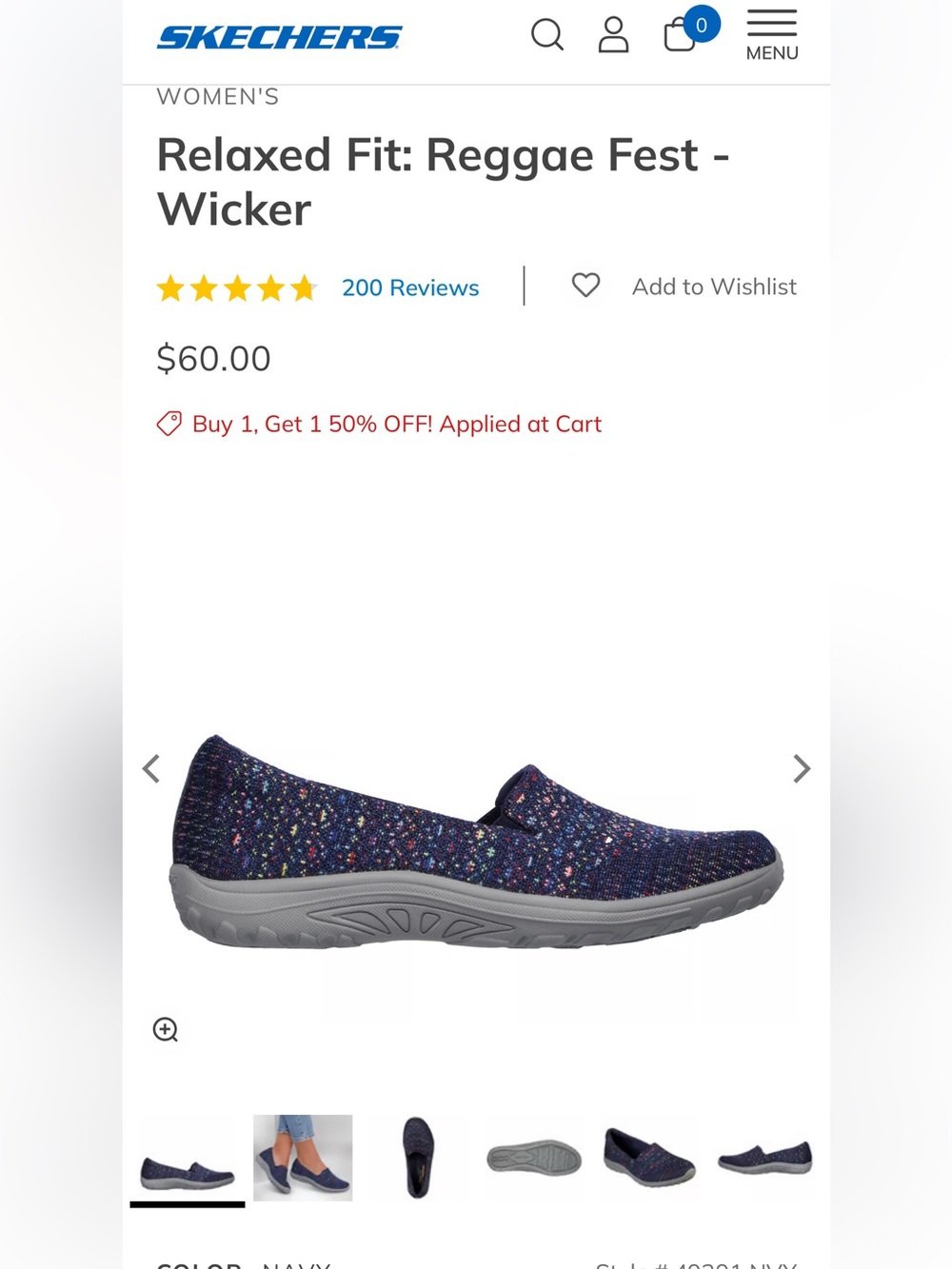 Skechers Women's Relaxed Fit: Reggae Fest - Wicker slip-on Navy shoe Size US 8 - Picture 6 of 11
